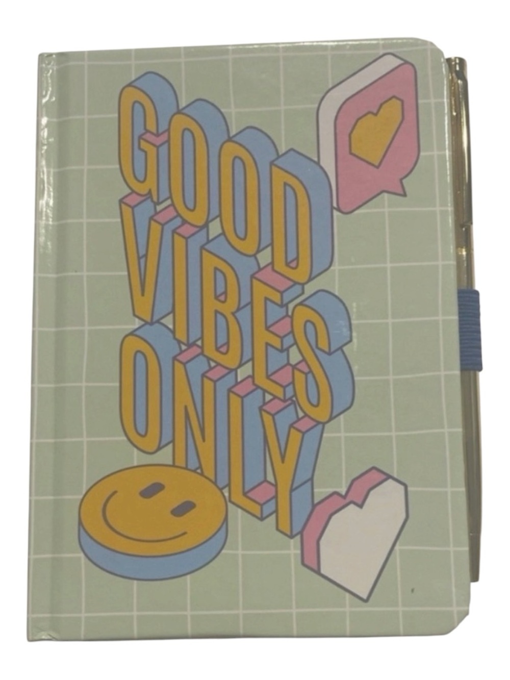 Good Vibes Only Green Notebook with Pen Loop
